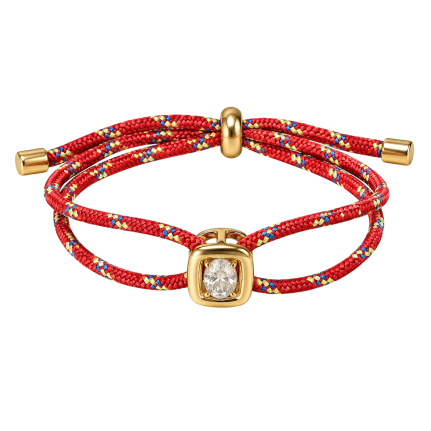 CORD CRYSTAL SLIDER BRACELET - RED