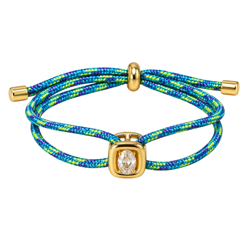 CORD CRYSTAL SLIDER BRACELET - TEAL
