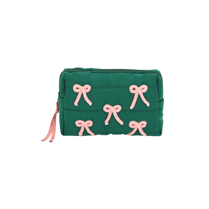 QUILTED COSMETIC BAG - BOWS