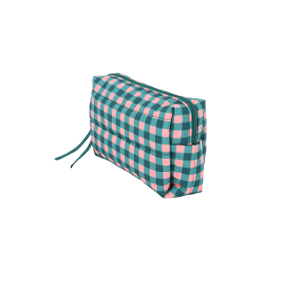 QUILTED COSMETIC BAG - GREEN PLAID
