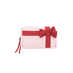 QUILTED COSMETIC BAG - RED BOW