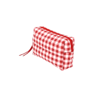 QUILTED COSMETIC BAG - RED PLAID