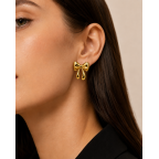GOLD BOW DROP EARRINGS