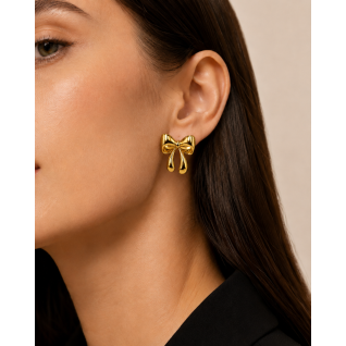 GOLD BOW DROP EARRINGS