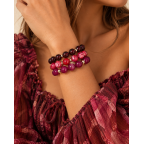 BEADED BRACELET STACK - GARNET