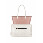 REVERSIBLE TOTE BAG W/ REMOVABLE ORGANIZER - PEARL/BLUSH