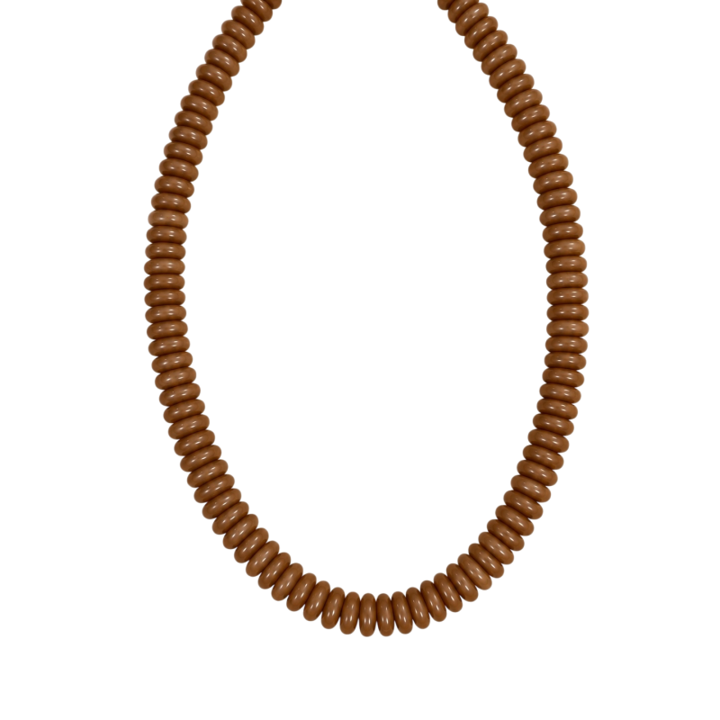 DISC BEADED NECKLACE - CARAMEL