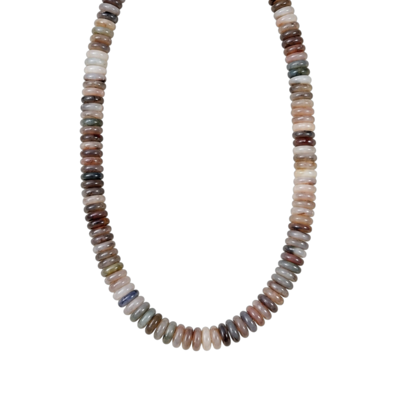 DISC BEADED NECKLACE - GREY