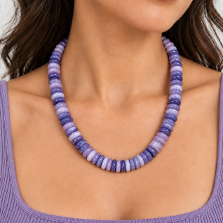 DISC BEADED NECKLACE - PURPLE
