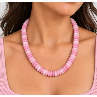 DISC BEADED NECKLACE - PINK