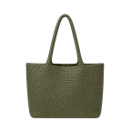 WOVEN SHOULDER TOTE - OLIVE