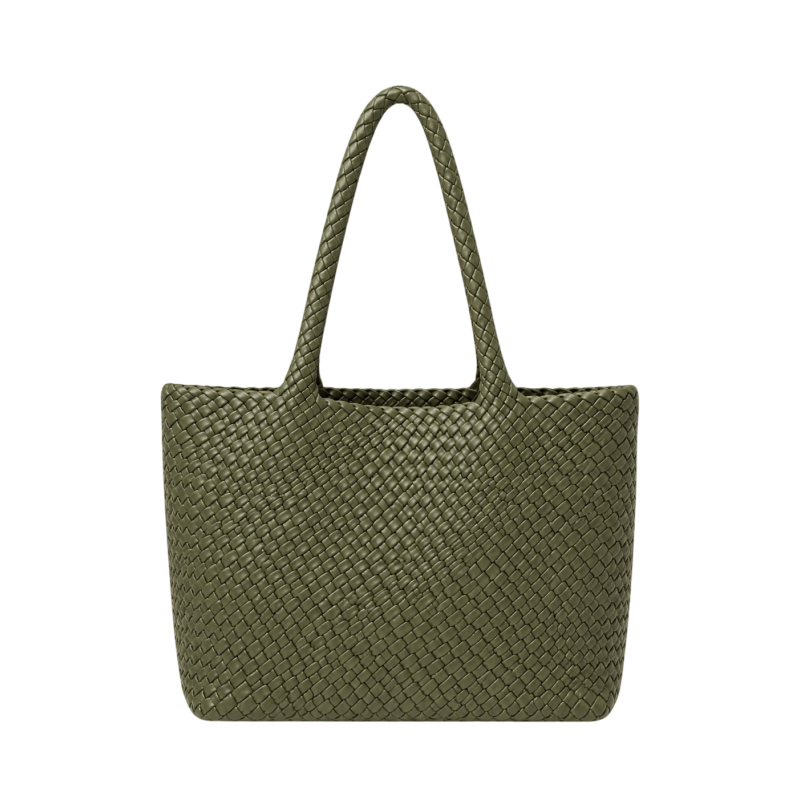 WOVEN SHOULDER TOTE - OLIVE