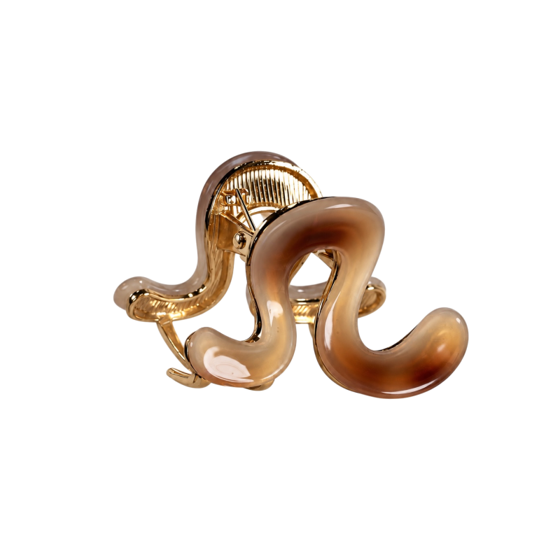 TRANSLUCENT WAVE CLAW CLIP - BROWN