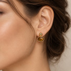 OVAL DROP EARRINGS - TIGER EYE