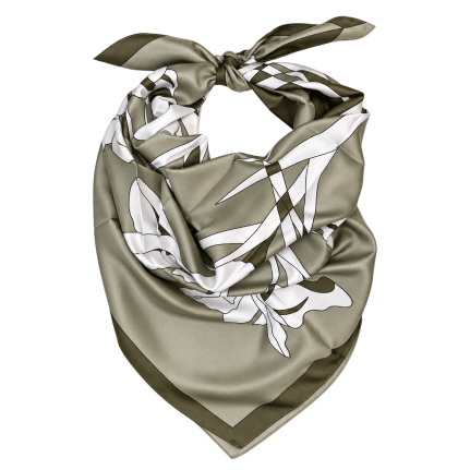 FLORAL SILK SCARF - SAGE