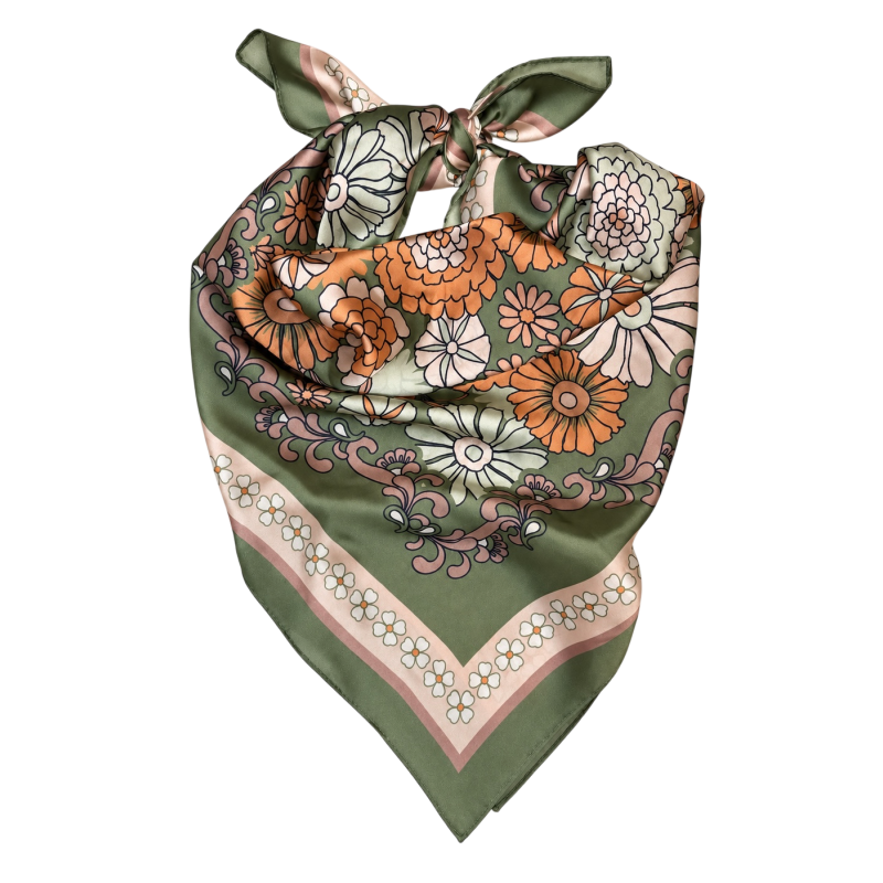 VINTAGE GARDEN FLORAL BANDANA - GREEN