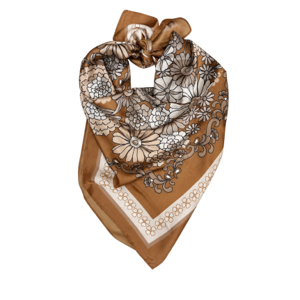 VINTAGE GARDEN FLORAL BANDANA - BROWN
