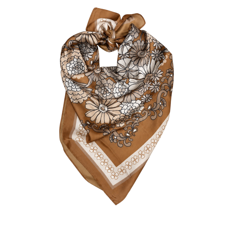 VINTAGE GARDEN FLORAL BANDANA - BROWN
