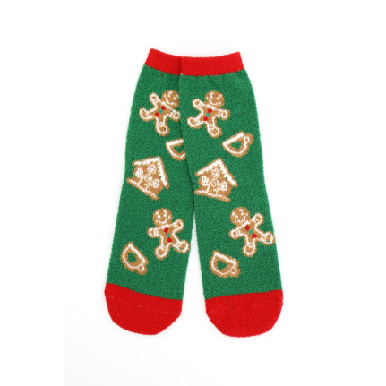 FUZZY CHRISTMAS SOCKS - GINGERBREAD