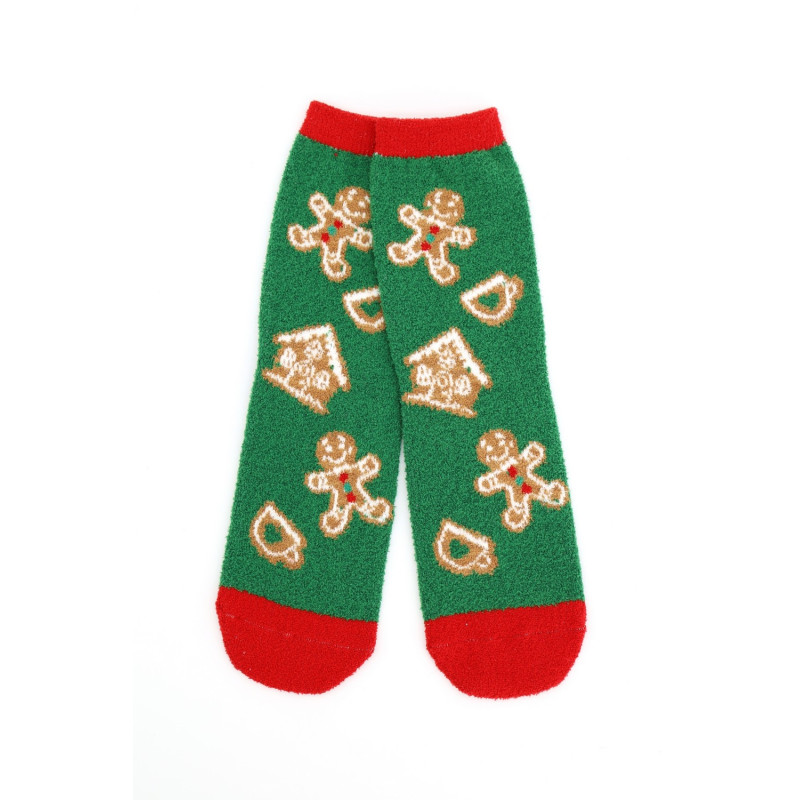 FUZZY CHRISTMAS SOCKS - GINGERBREAD