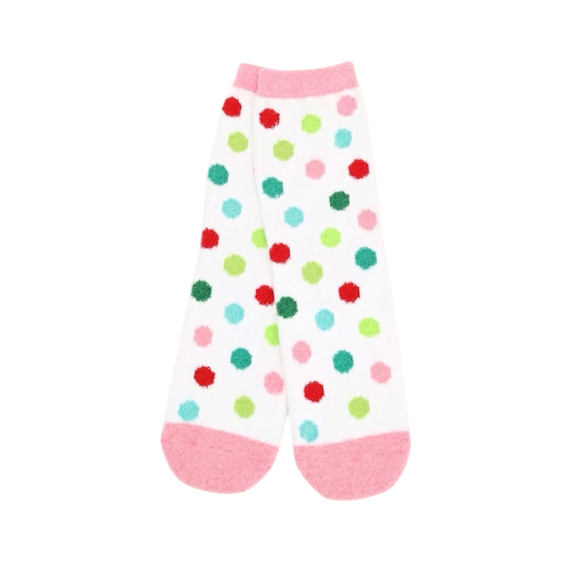 FUZZY CHRISTMAS SOCKS - POLKA DOT
