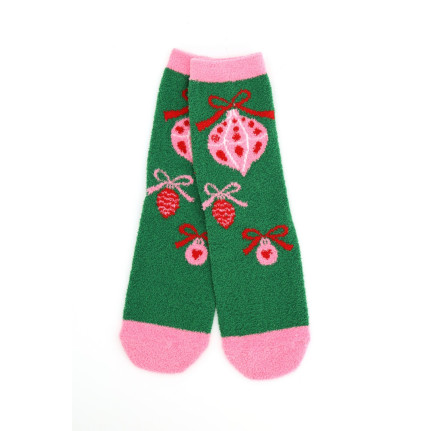 FUZZY CHRISTMAS SOCKS - PINK / ORNAMENT