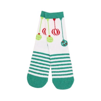 FUZZY CHRISTMAS SOCKS - GREEN / ORNAMENT