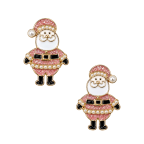 GLITTER SANTA EARRINGS - PINK