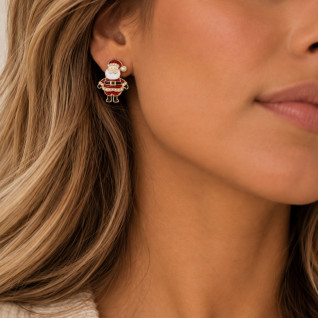 GLITTER SANTA EARRINGS - RED