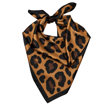 SILK SCARF - CAMEL LEOPARD