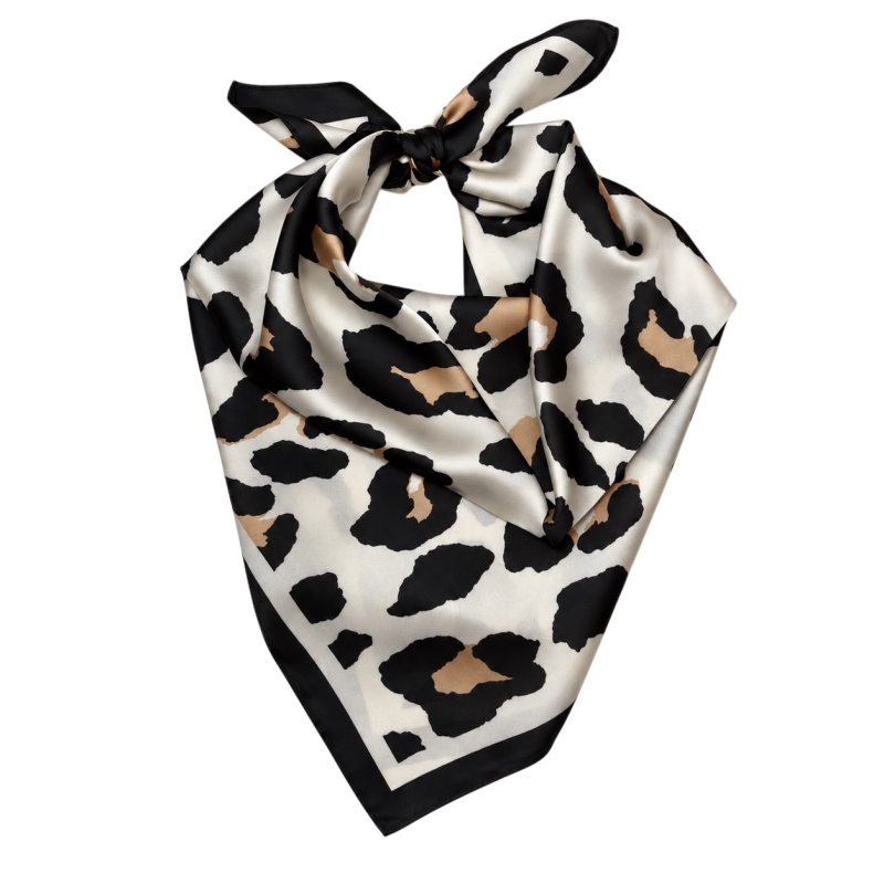 SILK SCARF - IVORY LEOPARD