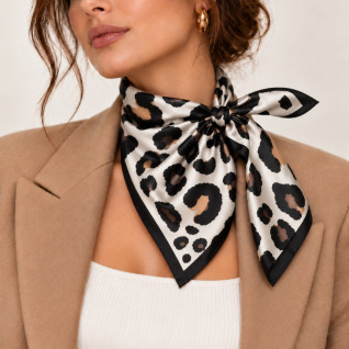 SILK SCARF - IVORY LEOPARD