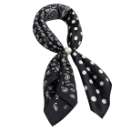 PEARL SCARF NECKLACE - BLACK PAISLEY