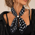 PEARL SCARF NECKLACE - BLACK PAISLEY