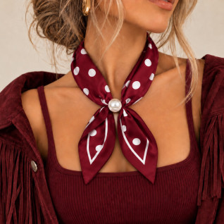 PEARL SCARF NECKLACE - BLACK POLKA-DOT