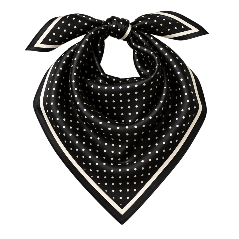 POLKA DOT SILK SCARF - BLACK