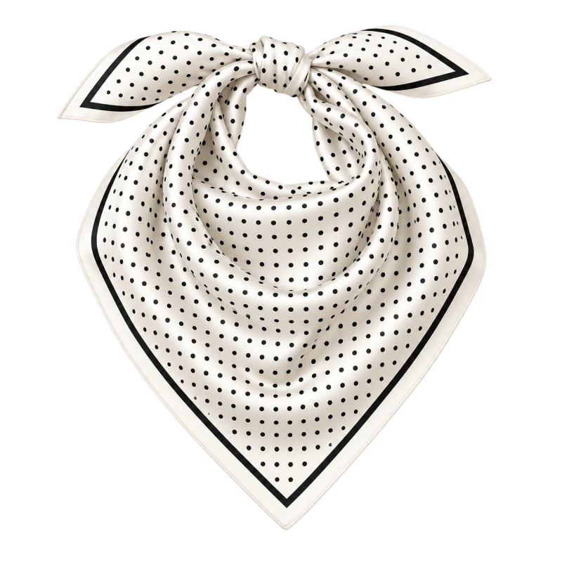 POLKA DOT SILK SCARF - IVORY