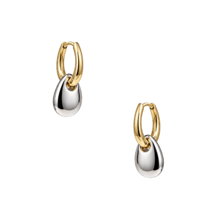 GOLD-SILVER KNOCKER HUGGIE EARRINGS