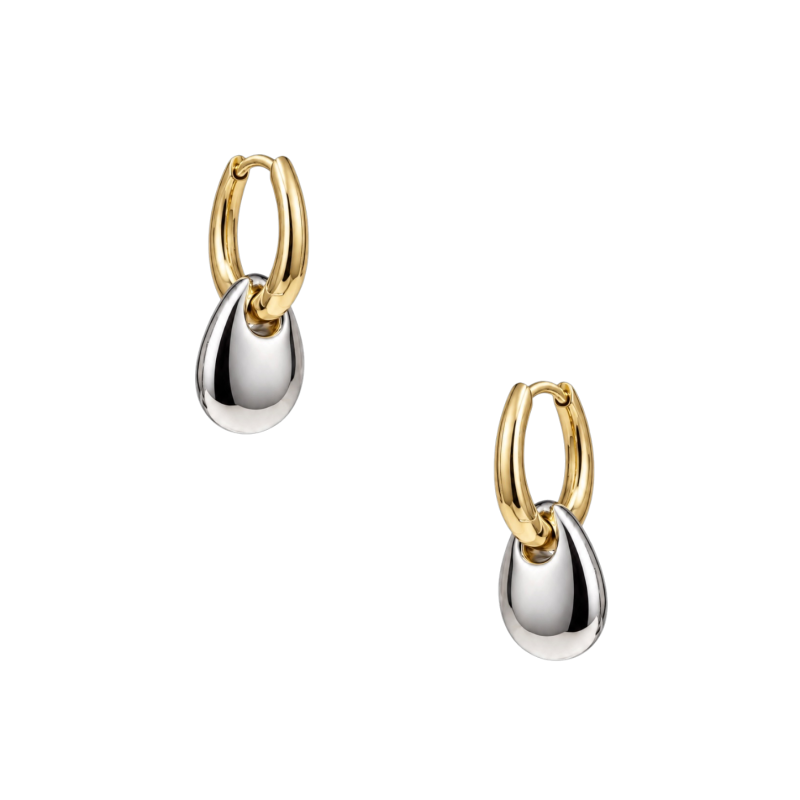 GOLD-SILVER KNOCKER HUGGIE EARRINGS