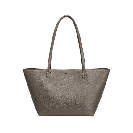 REVERSIBLE TOTE BAG W/ REMOVABLE ORGANIZER - CHARCOAL/GOLD