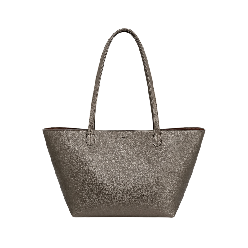 REVERSIBLE TOTE BAG W/ REMOVABLE ORGANIZER - CHARCOAL/GOLD