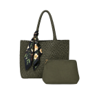 WOVEN SHOULDER TOTE - OLIVE