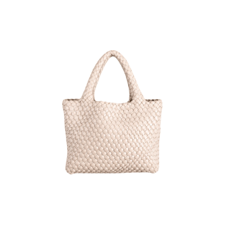 WOVEN HANDHELD/CROSSBODY TOTE - CREAMY IVORY