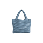 WOVEN HANDHELD/CROSSBODY TOTE - DUSTY BLUE
