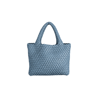 WOVEN HANDHELD/CROSSBODY TOTE - DUSTY BLUE