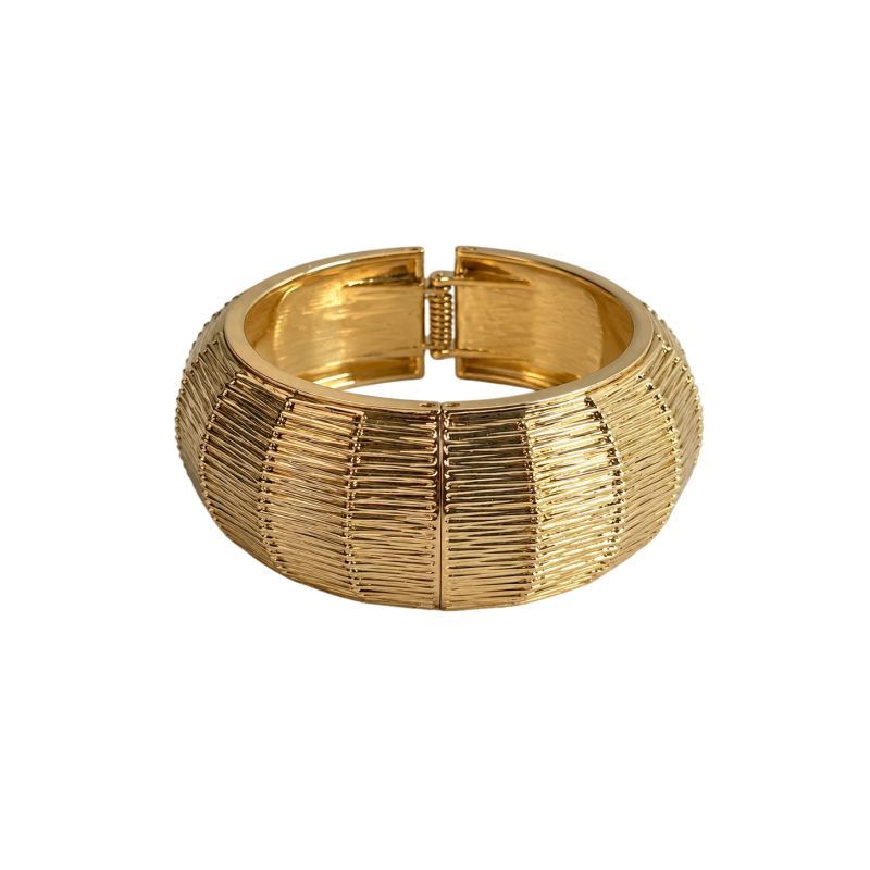 TEXTURED WIDE GOLD CUFF BRACELET