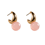 ORB HUGGIE HOOP EARRINGS - BLUSH