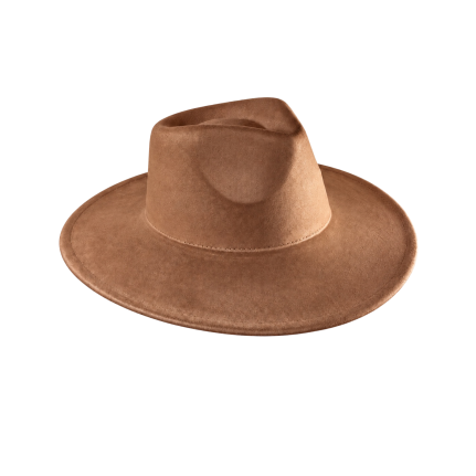 WIDE-BRIM WESTERN HAT - CAMEL
