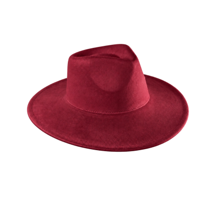 WIDE-BRIM WESTERN HAT - BURGUNDY