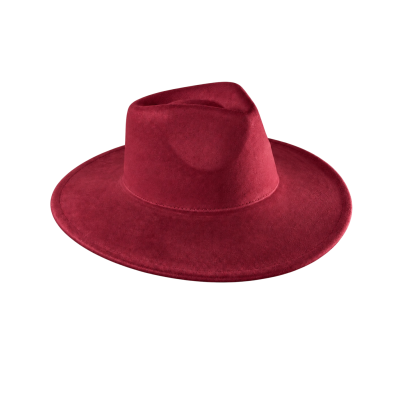 WIDE-BRIM WESTERN HAT - BURGUNDY